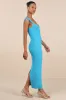 Chiara Turquoise Ribbed Knit Cap Sleeve Midi Dress sold by Lulus