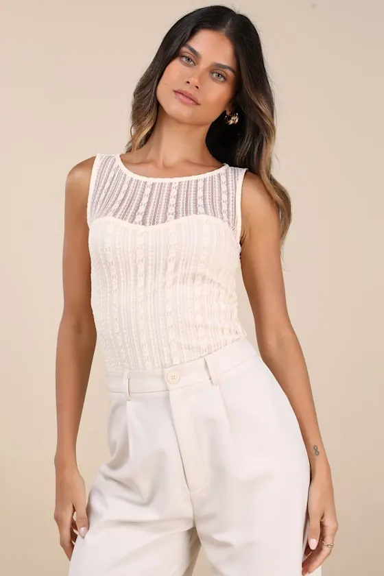 Aleysa Cream Floral Lace Tank Top sold by Lulus