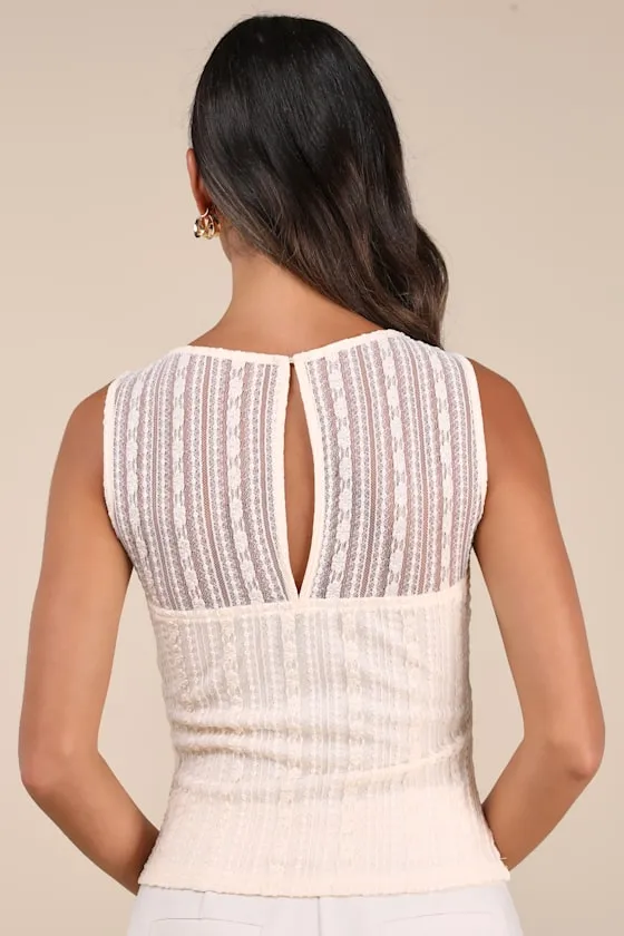 Aleysa Cream Floral Lace Tank Top sold by Lulus product image thumbnail 2