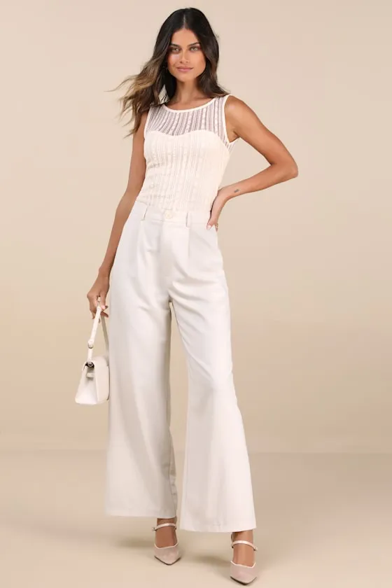 Aleysa Cream Floral Lace Tank Top sold by Lulus product image thumbnail 3