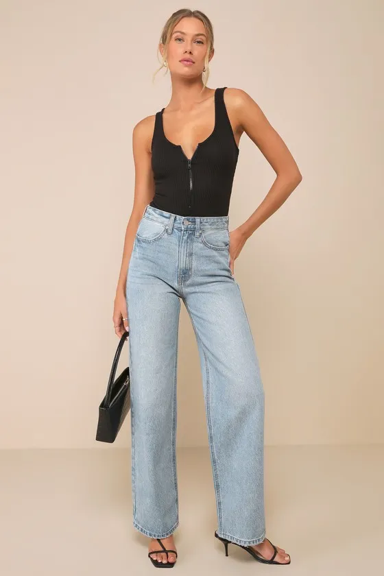 Full Throttle Black Ribbed Knit Zip-Front Sleeveless Bodysuit sold by Lulus product image thumbnail 3