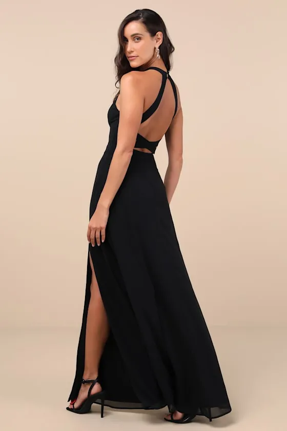 Confidently Charismatic Black Backless Halter Maxi Dress sold by Lulus product image thumbnail 2