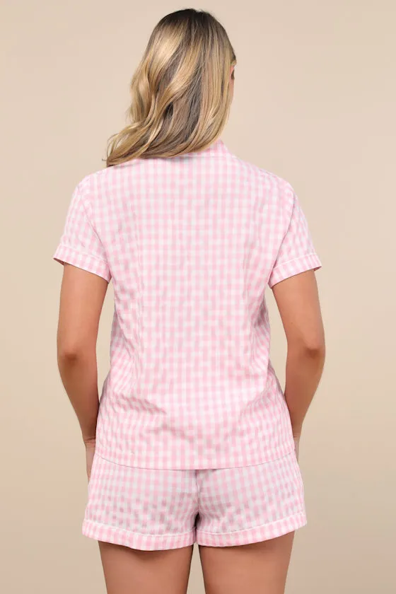 Joannie Pink and White Gingham Two-Piece Pajama Set sold by Lulus product image thumbnail 4