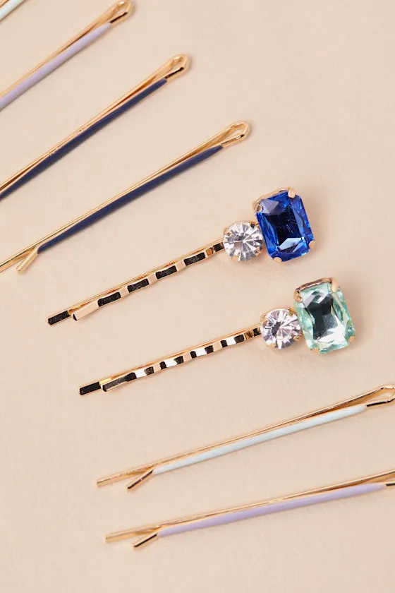 Metal Gold Cloud and Gem 8-Piece Hair Pin Set sold by Lulus