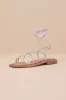 Lilac II Silver Metallic Leather Ankle Wrap Sandals sold by Lulus