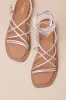Lilac II Silver Metallic Leather Ankle Wrap Sandals sold by Lulus