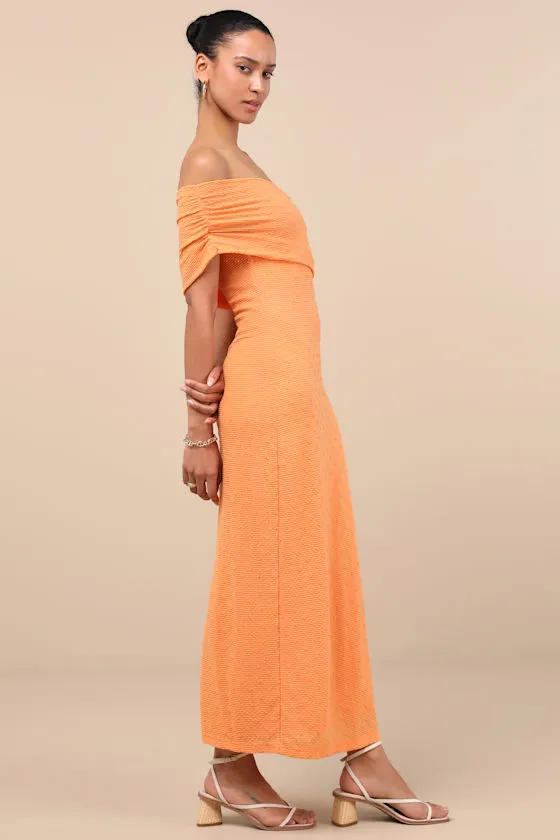 Domicia Light Orange Ribbed One-Shoulder Maxi Dress sold by Lulus product image thumbnail 2