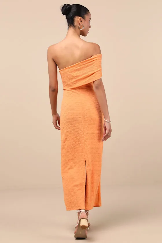 Domicia Light Orange Ribbed One-Shoulder Maxi Dress sold by Lulus product image thumbnail 3