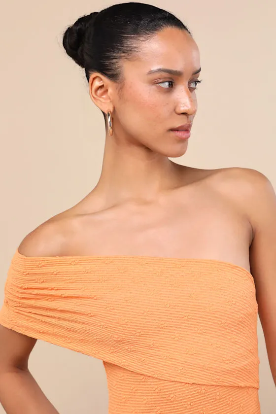 Domicia Light Orange Ribbed One-Shoulder Maxi Dress sold by Lulus product image thumbnail 4
