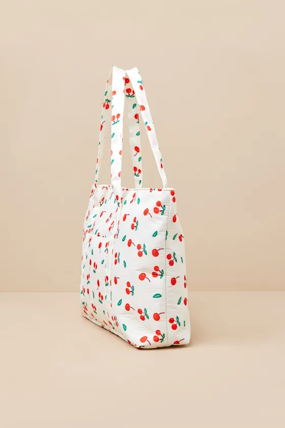 Amarena White Cherry Print Tote Bag sold by Lulus product image thumbnail 2