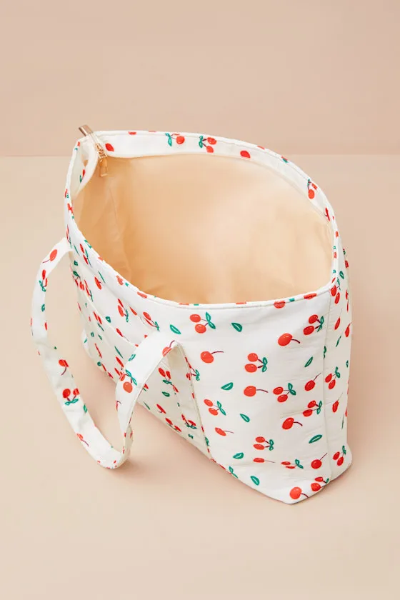 Amarena White Cherry Print Tote Bag sold by Lulus product image thumbnail 3