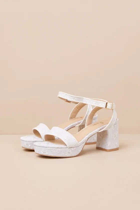 Elodina White Eyelet Platform High Heel Sandals sold by Lulus product image thumbnail 2