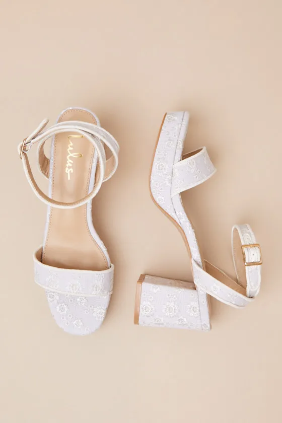 Elodina White Eyelet Platform High Heel Sandals sold by Lulus product image thumbnail 4