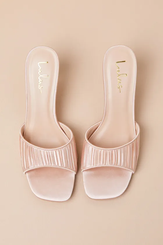 Rheta Champagne Satin High Heel Slide Sandals sold by Lulus product image thumbnail 4