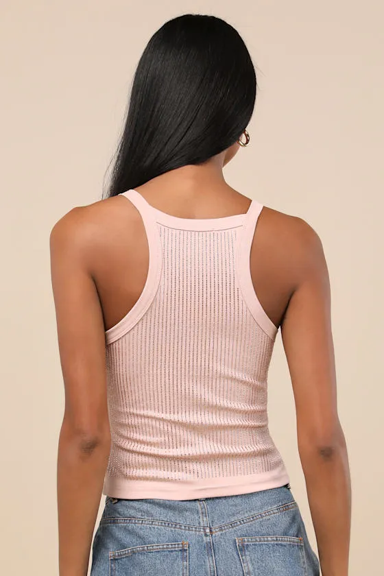 Amata Blush Rhinestone Racerback Tank Top sold by Lulus product image thumbnail 2