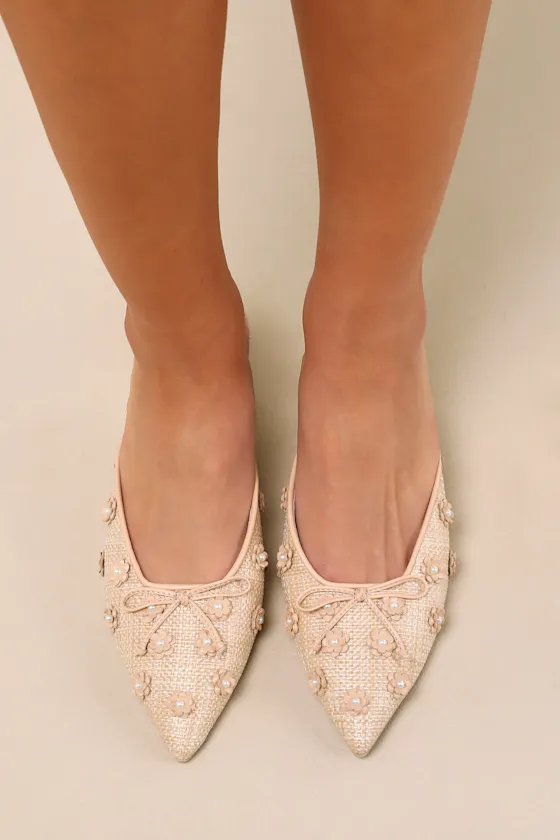Camilo Light Natural Raffia Kitten Heel Mule Pumps sold by Lulus product image thumbnail 3