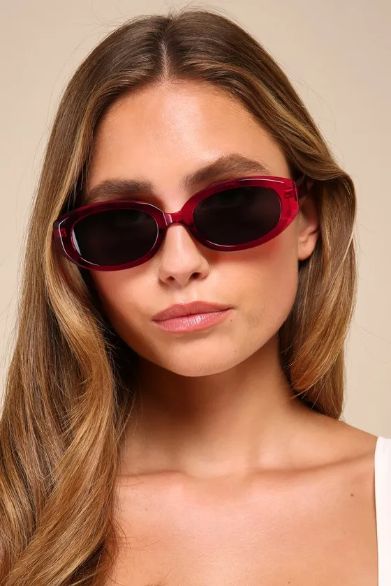 Chic Gaze Red Oval Sunglasses sold by Lulus