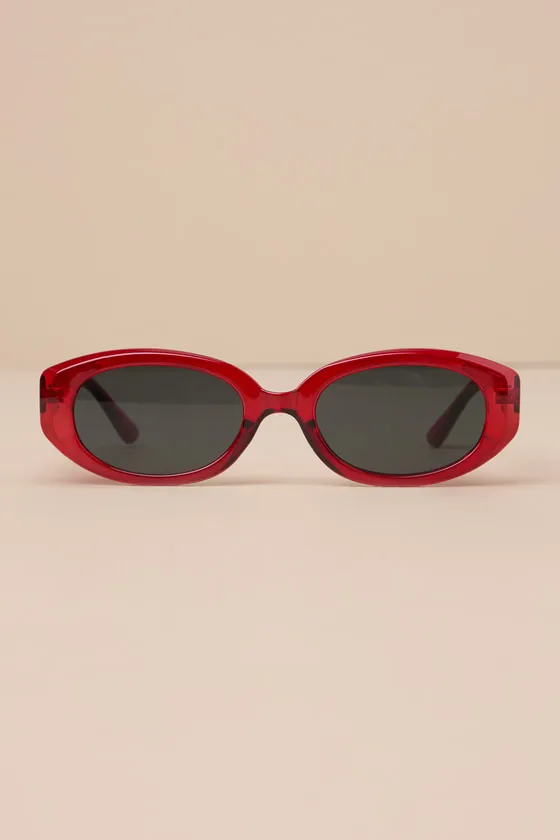 Chic Gaze Red Oval Sunglasses sold by Lulus product image thumbnail 2