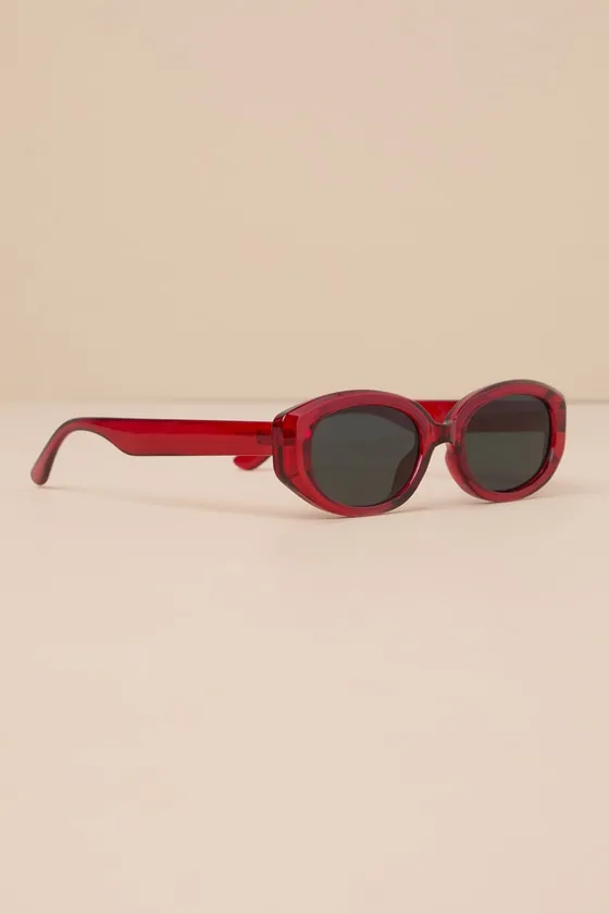 Chic Gaze Red Oval Sunglasses sold by Lulus product image thumbnail 3