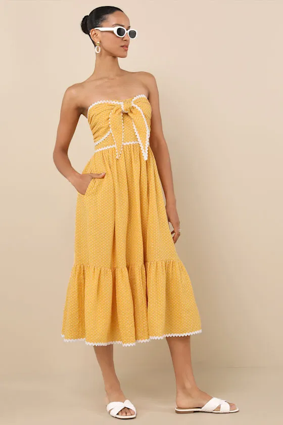 Delightful Design Yellow Polka Dot Midi Dress With Pockets sold by Lulus product image thumbnail 2