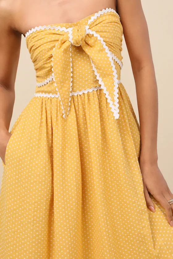 Delightful Design Yellow Polka Dot Midi Dress With Pockets sold by Lulus product image thumbnail 4