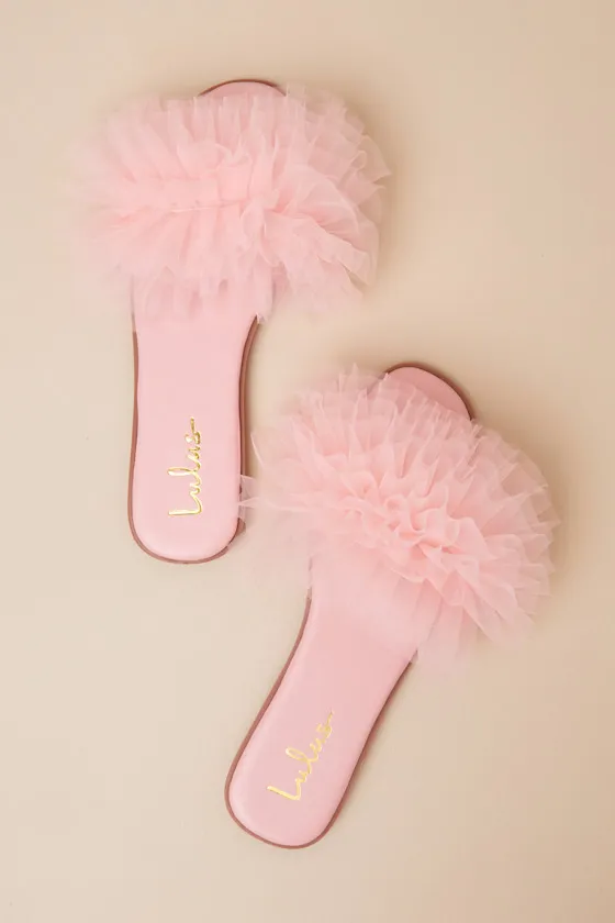 Torria Pink Tulle Slide Sandals sold by Lulus product image thumbnail 4