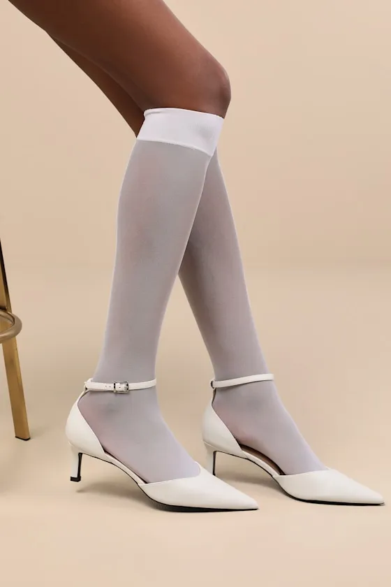 20 Denier White Sheer Knee-High Socks 2-Pack sold by Lulus