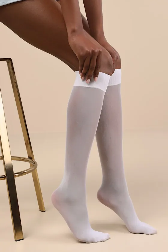 20 Denier White Sheer Knee-High Socks 2-Pack sold by Lulus product image thumbnail 2