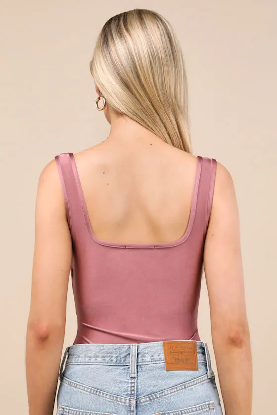 Basima Mauve Cutout Twist-Front Sleeveless Bodysuit sold by Lulus product image thumbnail 2