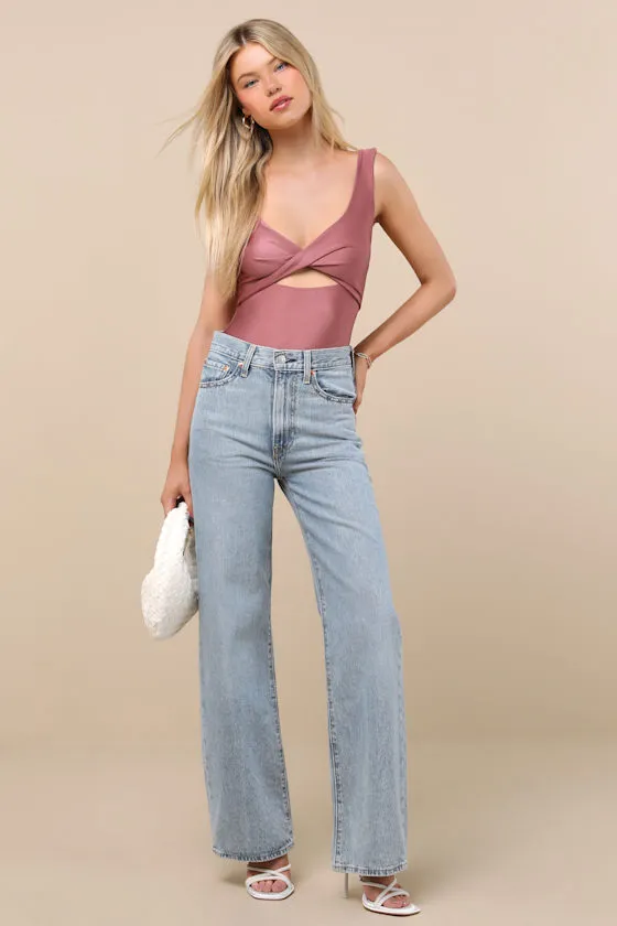 Basima Mauve Cutout Twist-Front Sleeveless Bodysuit sold by Lulus product image thumbnail 3