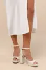 Pandro Pearl True White Satin Platform High Heel Sandals sold by Lulus