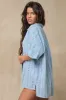Olivia Slate Blue Eyelet Embroidered Swim Cover-Up Top sold by Lulus