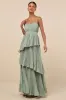 Jehona Sage Brush Pleated Tiered Maxi Dress sold by Lulus