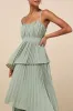 Jehona Sage Brush Pleated Tiered Maxi Dress sold by Lulus