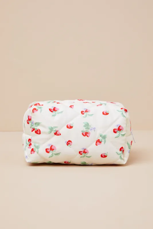 Strawberry Fields Ivory Quilted Pouch sold by Lulus