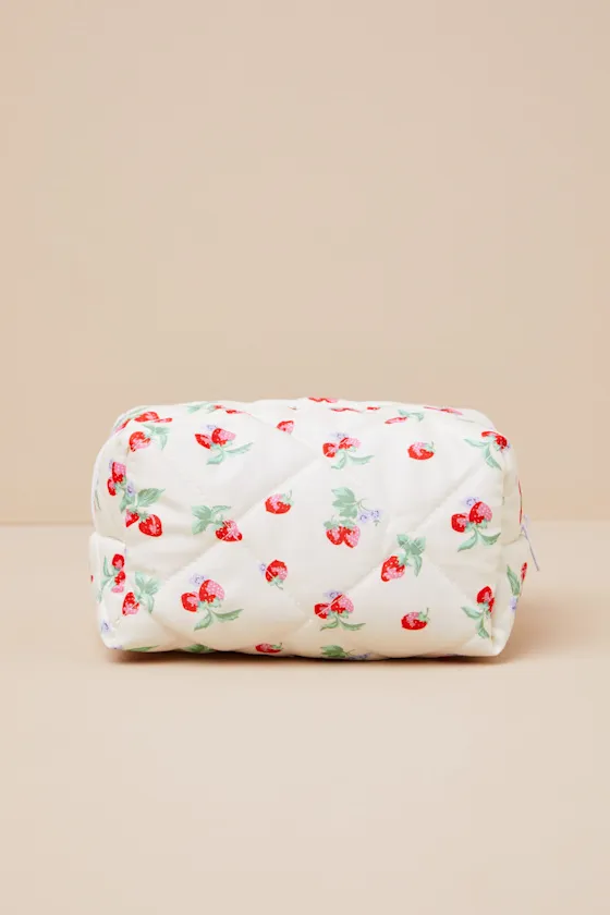 Strawberry Fields Ivory Quilted Pouch sold by Lulus