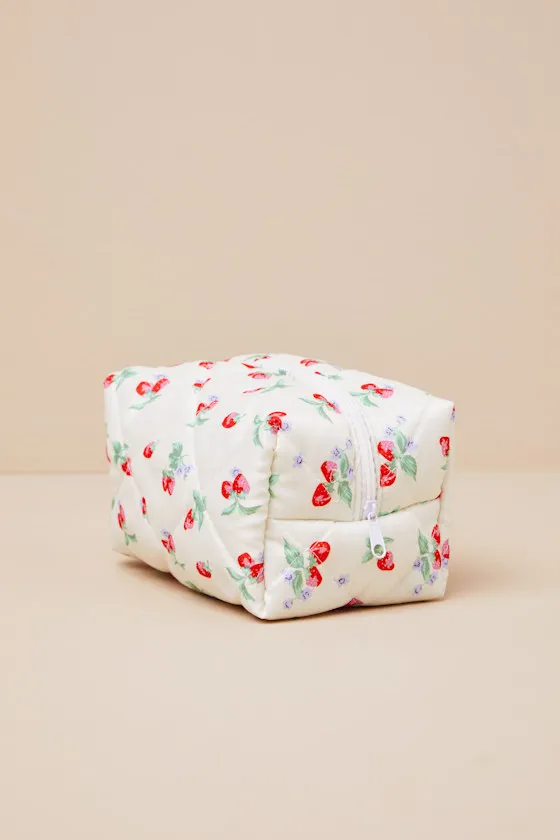 Strawberry Fields Ivory Quilted Pouch sold by Lulus product image thumbnail 2