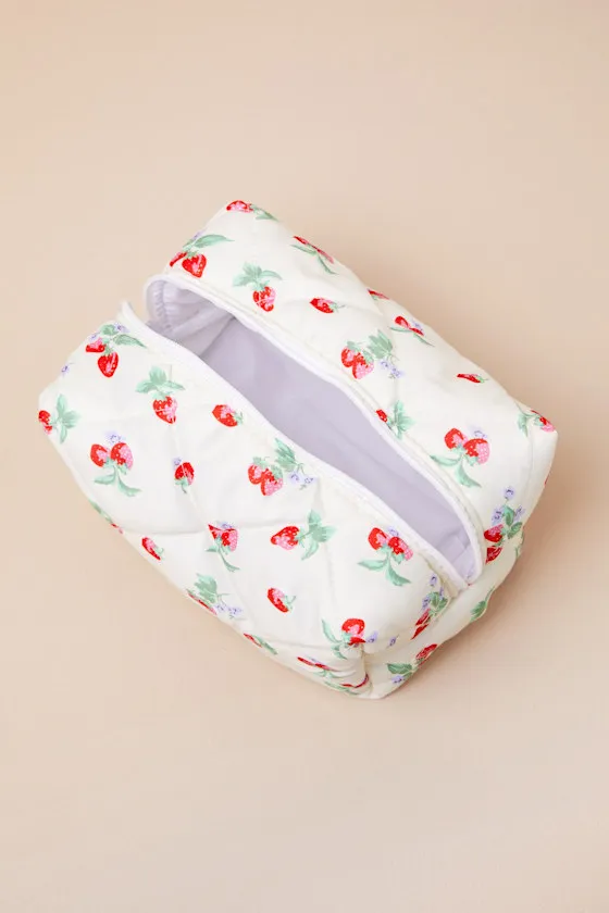 Strawberry Fields Ivory Quilted Pouch sold by Lulus product image thumbnail 3