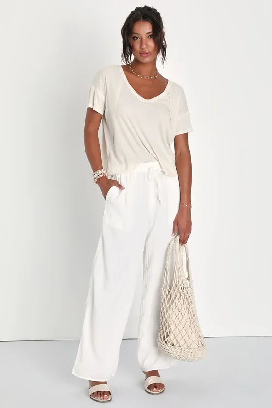 Daily Outing Cream Ribbed Short Sleeve Tee sold by Lulus product image thumbnail 2