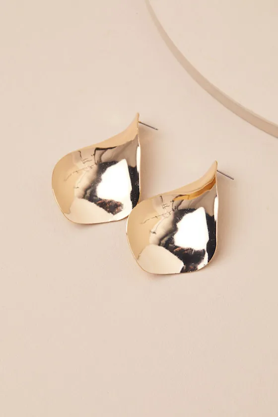 Donella Gold Statement Earrings sold by Lulus product image thumbnail 2