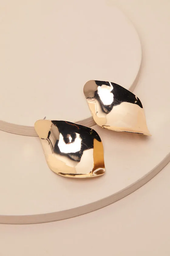 Donella Gold Statement Earrings sold by Lulus product image thumbnail 4