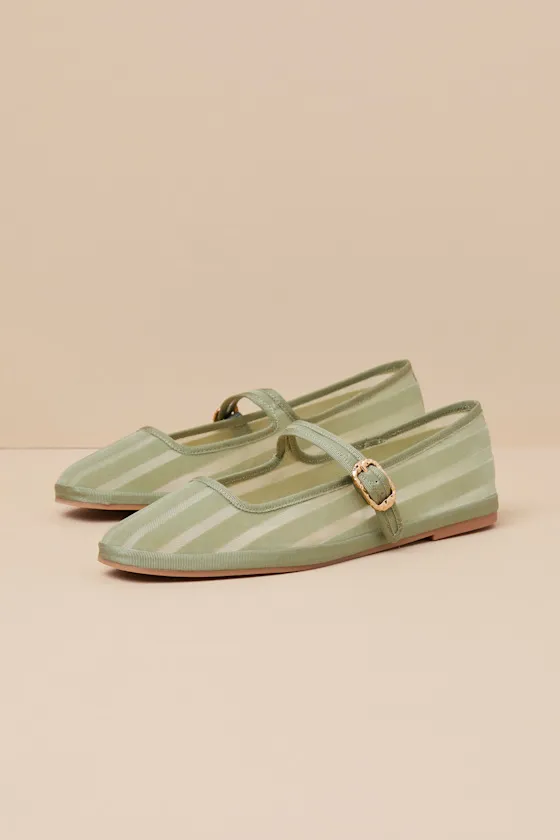 Tameka Jade Mesh Striped Buckle Ballet Flats sold by Lulus product image thumbnail 2