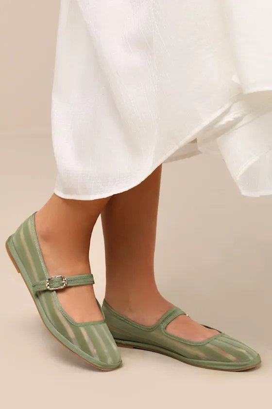 Tameka Jade Mesh Striped Buckle Ballet Flats sold by Lulus product image thumbnail 3