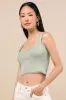Josepha Sage Ribbed Knit Ruffled Crop Tank Top sold by Lulus