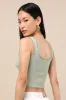 Josepha Sage Ribbed Knit Ruffled Crop Tank Top sold by Lulus