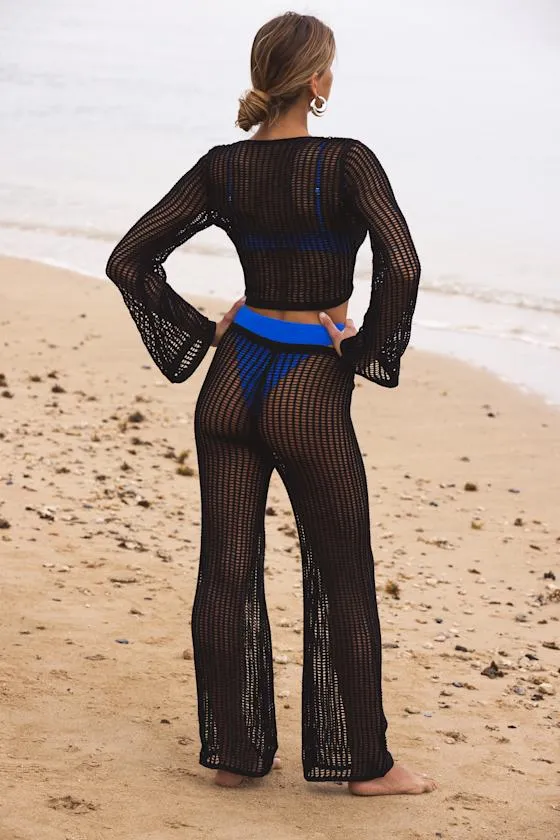 Codhi Black Sheer Crochet Two-Piece Swim Cover-Up sold by Lulus product image thumbnail 2