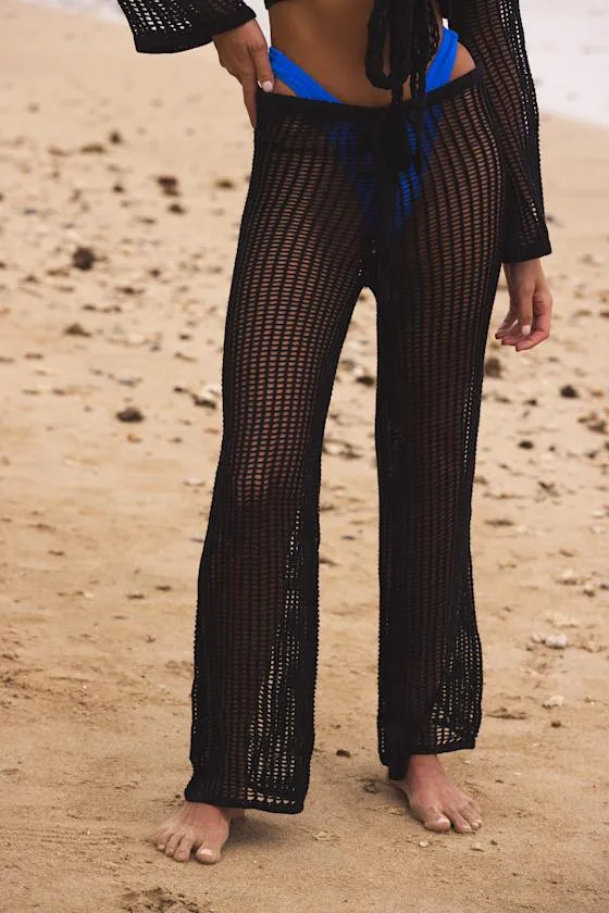 Codhi Black Sheer Crochet Two-Piece Swim Cover-Up sold by Lulus product image thumbnail 4