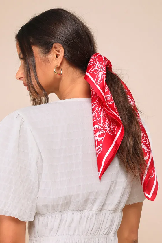 Too-Cute Energy Red Bandana Print Satin Scarf sold by Lulus product image thumbnail 3
