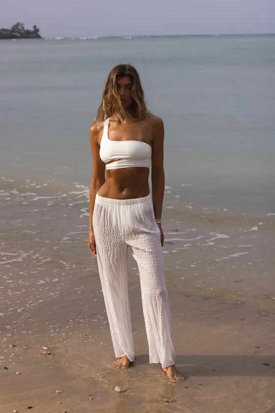 Casilda White Textured Swim Cover-Up Pants sold by Lulus