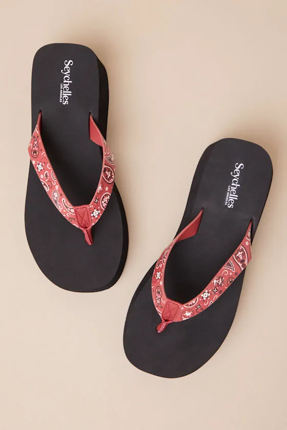 Skyscraper Red Bandana Flatform Thong Sandals sold by Lulus product image thumbnail 3
